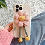 For iPhone 12 Pro Max Chrysanthemum Woolen Phone Case(White)