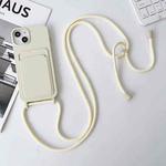 For iPhone 14 Plus Crossbody Lanyard Elastic Silicone Card Holder Phone Case(White)