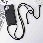 For iPhone 14 Pro Max Crossbody Lanyard Elastic Silicone Card Holder Phone Case(Black)