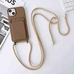 For iPhone 13 Crossbody Lanyard Elastic Silicone Card Holder Phone Case(Dark Grey)