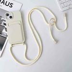 For iPhone 13 Pro Crossbody Lanyard Elastic Silicone Card Holder Phone Case(White)