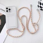 For iPhone 14 Pro Crossbody Lanyard Elastic Transparent Card Holder Phone Case(Yellow White)