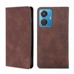 For vivo Y55 4G Skin Feel Magnetic Horizontal Flip Leather Phone Case(Dark Brown)