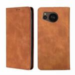 For Sharp Aquos sense7 Plus Skin Feel Magnetic Horizontal Flip Leather Phone Case(Light Brown)