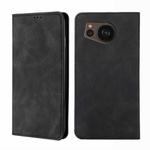 For Sharp Aquos sense7 Plus Skin Feel Magnetic Horizontal Flip Leather Phone Case(Black)