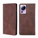 For Xiaomi Civi 2 5G Skin Feel Magnetic Horizontal Flip Leather Phone Case(Dark Brown)