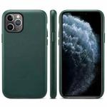 For iPhone 12 Pro Max Lamb Grain PU Back Cover Phone Case(Dark Green)