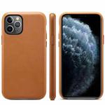 For iPhone 11 Pro Max Lamb Grain PU Back Cover Phone Case(Brown)