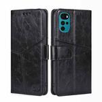 For Motorola Moto E32 India/E22s 4G Global Geometric Stitching Horizontal Flip Leather Phone Case(Black)