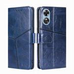 For OPPO A17 Geometric Stitching Horizontal Flip Leather Phone Case(Blue)