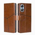 For OPPO A17 Geometric Stitching Horizontal Flip Leather Phone Case(Dark Brown)