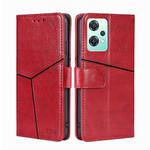 For OPPO K10x 5G Geometric Stitching Horizontal Flip Leather Phone Case(Red)