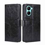 For Realme C33 4G Geometric Stitching Horizontal Flip Leather Phone Case(Black)