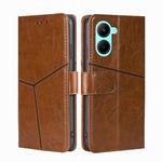 For Realme C33 4G Geometric Stitching Horizontal Flip Leather Phone Case(Light Brown)