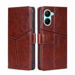 For Realme C33 4G Geometric Stitching Horizontal Flip Leather Phone Case(Dark Brown)