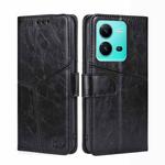 For vivo V25 5G/V25e 5G/X80 Lite Geometric Stitching Horizontal Flip Leather Phone Case(Black)