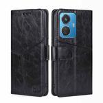 For vivo Y55 4G Geometric Stitching Horizontal Flip Leather Phone Case(Black)