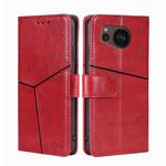 For Sharp Aquos sense7 Plus Geometric Stitching Horizontal Flip Leather Phone Case(Red)