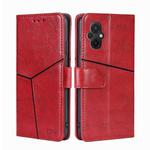 For Xiaomi Poco M5 4G Geometric Stitching Horizontal Flip Leather Phone Case(Red)