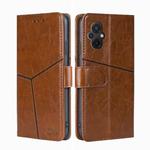 For Xiaomi Poco M5 4G Geometric Stitching Horizontal Flip Leather Phone Case(Light Brown)