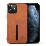 For iPhone 12 mini Denior DV Elastic Card PU Back Cover Phone Case(Brown)