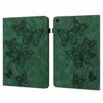 For Lenovo Tab M10 3rd Gen Embossed Butterfly Pattern Leather Tablet Case(Green)