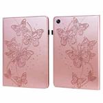 For OPPO Pad Air 2022 Embossed Butterfly Pattern Leather Tablet Case(Pink)