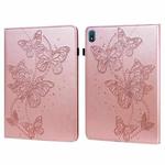 For Nokia T20 10.4 2021 Embossed Butterfly Pattern Leather Tablet Case(Pink)