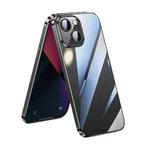For iPhone 14 SULADA Lens Protector Plated Clear Case(Black)