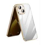 For iPhone 14 SULADA Lens Protector Plated Clear Case(Gold)