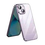 For iPhone 14 SULADA Lens Protector Plated Clear Case(Dark Purple)