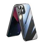 For iPhone 14 Plus SULADA Lens Protector Plated Clear Case(Black)