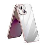 For iPhone 14 Plus SULADA Lens Protector Plated Clear Case(Pink)