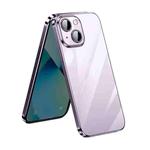 For iPhone 14 Plus SULADA Lens Protector Plated Clear Case(Dark Purple)