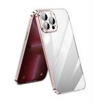 For iPhone 14 Pro Max SULADA Lens Protector Plated Clear Case(Pink)