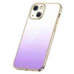 For iPhone 14 Plus SULADA Iridescence Series Plating Transparent Gradient Phone Case(Purple)
