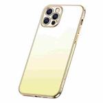 For iPhone 14 Pro SULADA Iridescence Series Plating Transparent Gradient Phone Case(Gold)