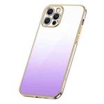 For iPhone 14 Pro SULADA Iridescence Series Plating Transparent Gradient Phone Case(Purple)