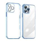 For iPhone 14 Pro Max SULADA Crystal Steel Series TPU Transparent Phone Case(Blue)