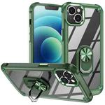 For iPhone 14 TPU + PC Lens Protection Phone Case with Ring Holder(Green)