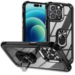 For iPhone 14 Pro TPU + PC Lens Protection Phone Case with Ring Holder(Black)