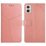 For Motorola Moto E22 4G HT01 Y-shaped Pattern Flip Leather Phone Case(Pink)