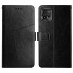 For Motorola Moto G72 4G HT01 Y-shaped Pattern Flip Leather Phone Case(Black)