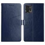 For Motorola Moto G72 4G HT01 Y-shaped Pattern Flip Leather Phone Case(Blue)