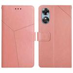 For OPPO A17 HT01 Y-shaped Pattern Flip Leather Phone Case(Pink)