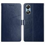 For OPPO A17 HT01 Y-shaped Pattern Flip Leather Phone Case(Blue)