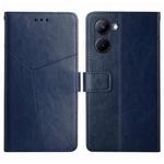 For Realme 10 4G HT01 Y-shaped Pattern Flip Leather Phone Case(Blue)