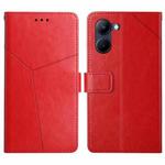 For Realme 10 4G HT01 Y-shaped Pattern Flip Leather Phone Case(Red)