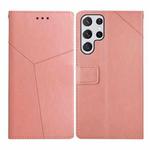 For Samsung Galaxy S23 Ultra 5G HT01 Y-shaped Pattern Flip Leather Phone Case(Pink)