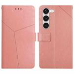 For Samsung Galaxy S23 5G HT01 Y-shaped Pattern Flip Leather Phone Case(Pink)